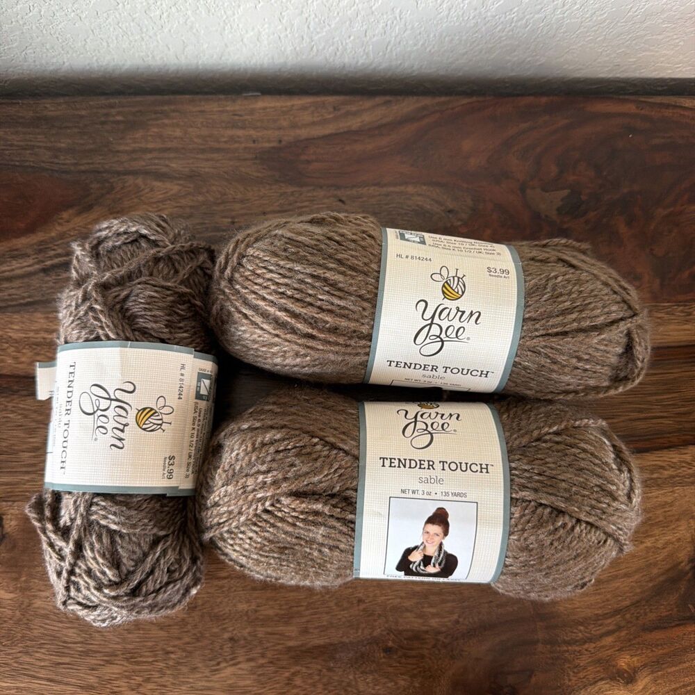 Yarn Bee Tender Touch Acrylic Yarn Sable 3oz Lot Of 2 Full Plus 1 Partial